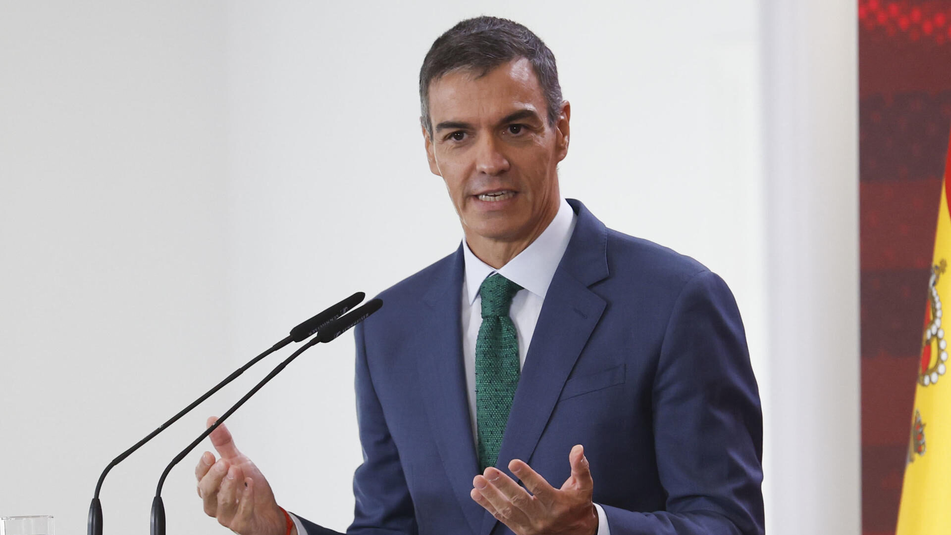MADRID (ESPAÑA), 21/09/2026.- El presidente del Gobierno, Pedro Sánchez durante la presentación este lunes en La Moncloa de IA360: plan para un despliegue responsable de la IA'. EFE/ Javier Lizón