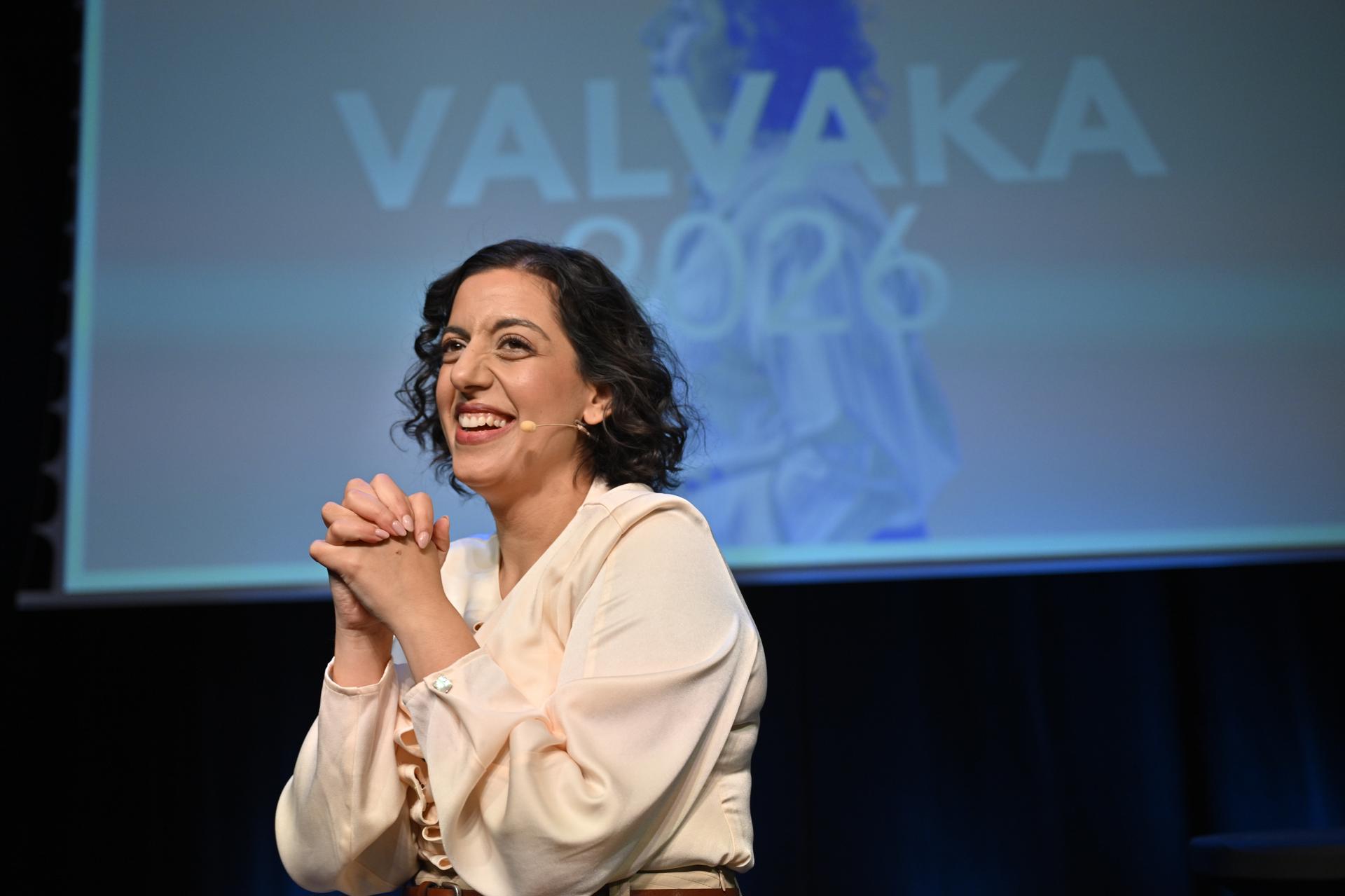 STOCKHOLM (Sweden), 13/09/2026.- The Liberal party leader Simona Mohamsson speaks during the Liberal Party's election night watch party in Stockholm, Sweden, 13 September 2026. (Elecciones, Suecia, Estocolmo) EFE/EPA/ANDERS WIKLUND SWEDEN OUT