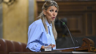 MADRID, 09/09/2026.- La vicepresidenta segunda y ministra de Trabajo y Economía Social, Yolanda Díaz, interviene durante la primera sesión de control del Congreso del curso político, este miércoles. EFE/Fernando Villar