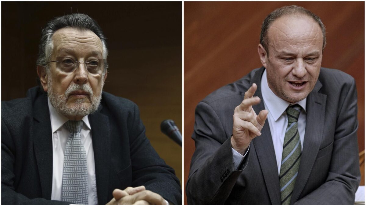 Fotos de archivo del exvicealcalde de València Alfonso Grau (i) y del exsubdelegado del Gobierno en València Rafael Rubio. EFE/Gustavo Grillo/Manuel Bruque
