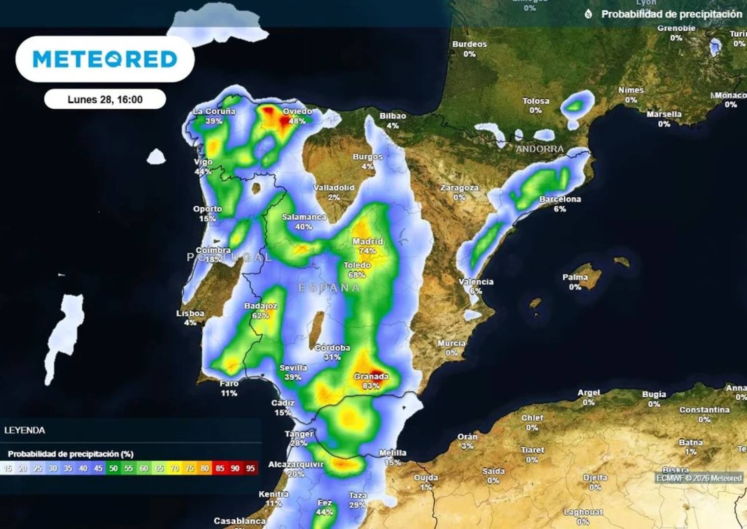 El tiempo cambia de golpe en España: lluvias, fuertes tormentas y granizo ponen fin al veranillo