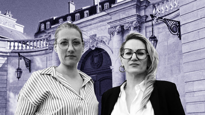 Elisabeth y Anne, frente a Matignon, sede del primer ministro de Francia