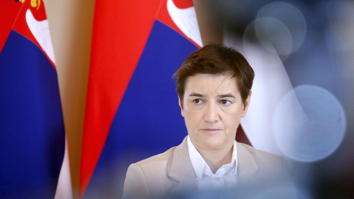 Riga (Latvia), 18/02/2025.- Serbian National Assembly President Ana Brnabic attends a press conference after a meeting with Latvian Parliament (Saeima) Speaker Daiga Mierina (not pictured) in Riga, Latvia, 18 February 2025. Ana Brnabic is on an official visit to Latvia. (Letonia) EFE/EPA/TOMS KALNINS