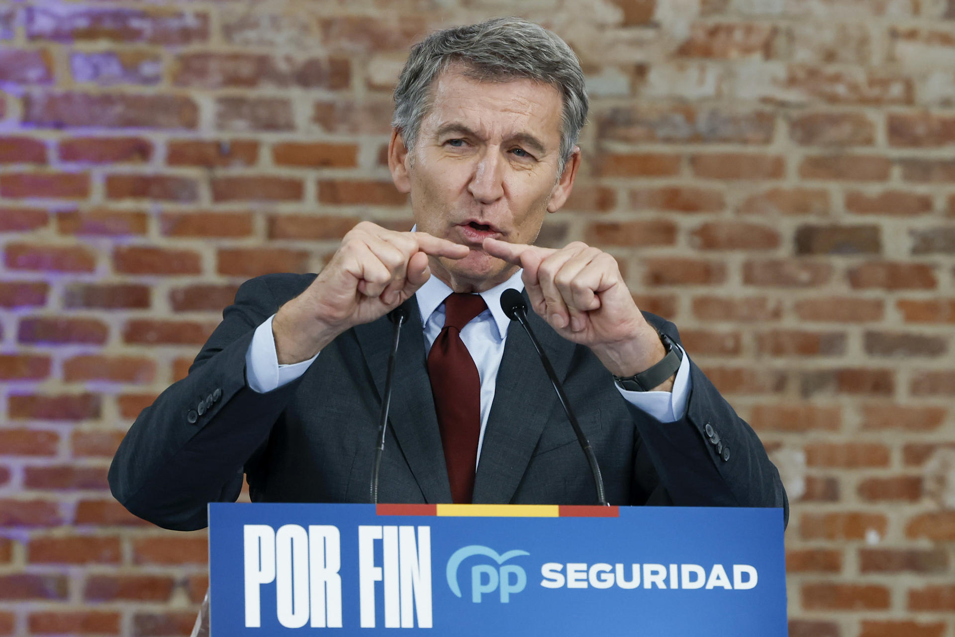 MADRID, 27/10/2026.- El presidente del Partido Popular, Alberto Núñez Feijóo, durante la presentación este martes de la candidatura del partido por Madrid para las elecciones generales. EFE/ J.J.Guillen
