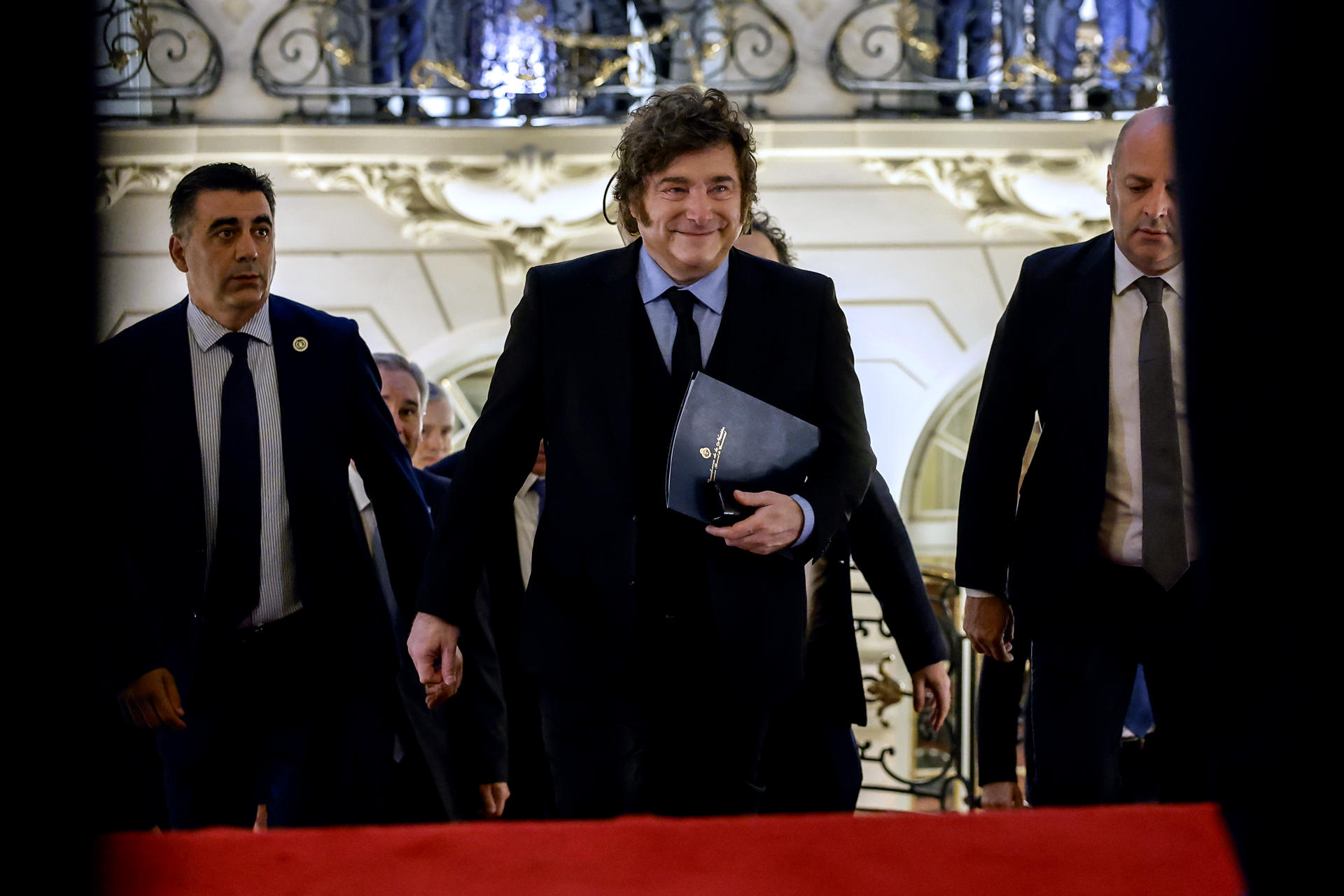 MADRID, 21/10/2026.- El presidente de Argentina, Javier Milei, antes de intervenir en el desayuno informativo del Fórum Europa del que es protagonista este miércoles en Madrid. EFE/ Mariscal