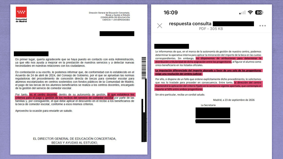 Las cartas con las explicaciones que ha recibido Marta