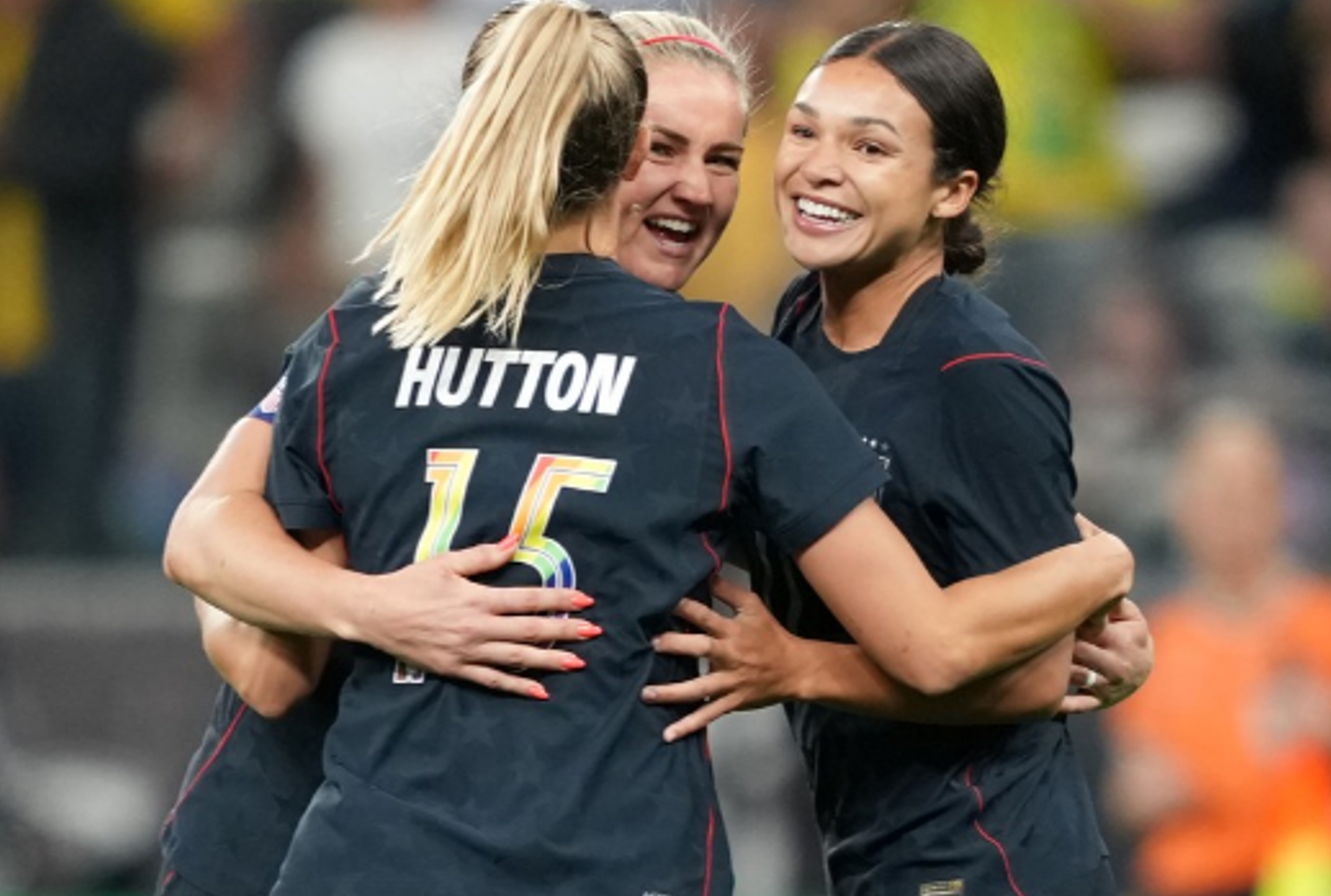 Las jugadoras de la selección de Estados Unidos celebrando un gol