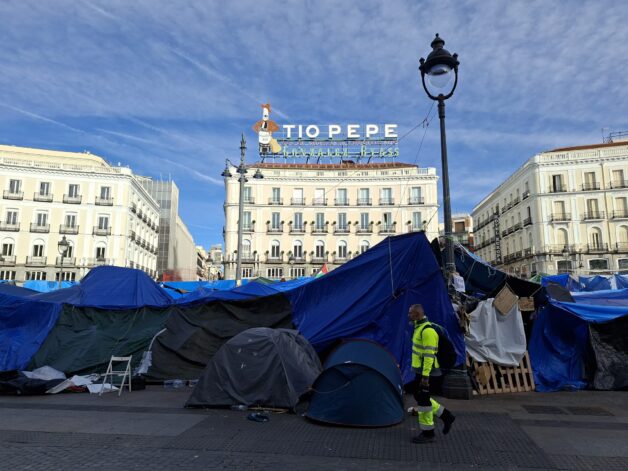 Así lucía la Acampada de Sol este viernes por la mañana.