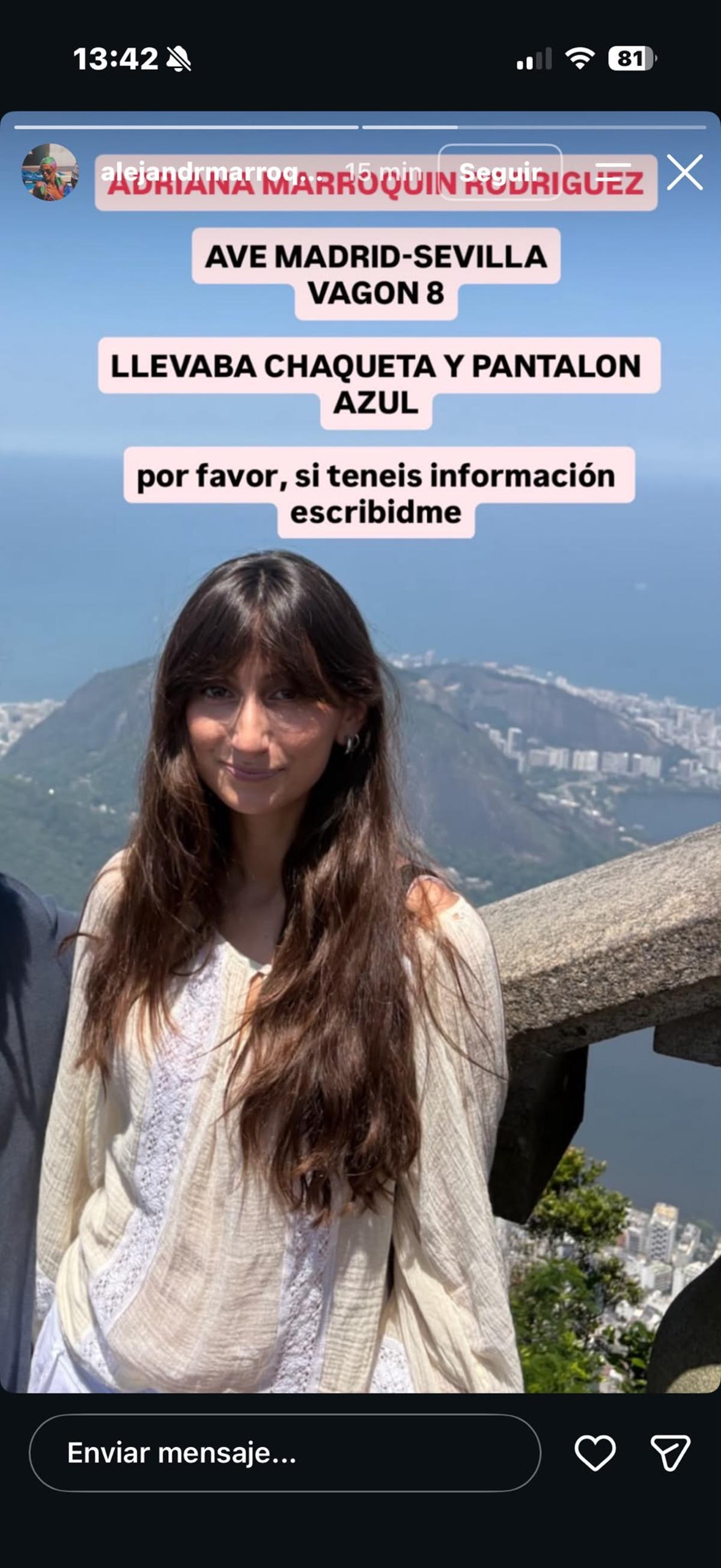 Alejandra marroquín ha publicado en redes sociales la búsqueda de su hermana Adriana