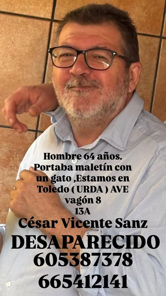 El actor César Vicente hacía un llamamiento en redes para encontrar a su padre desaparecido en el accidente de tren en Toledo