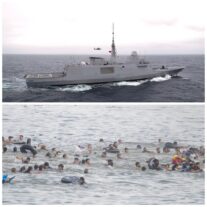 Un buque militar marroquí arrojó migrantes al agua durante la avalancha en Ceuta