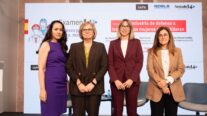 Carmen Macías junto a Ana María Molina, consejera delegada de Hisdesat, Pilar García, de Santa Bárbara Sistemas, y Susana Moreno, de SAPA