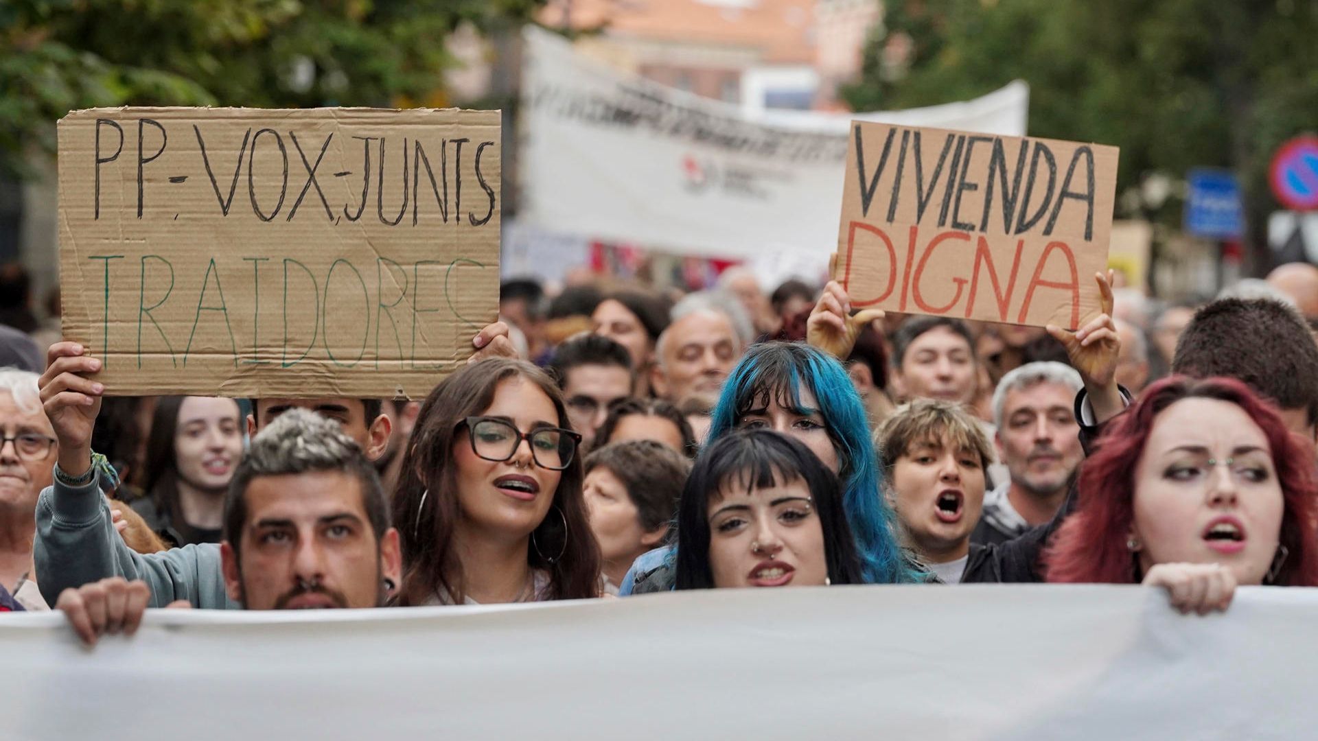 Manifestación en Valladolid con motivo de la crisis de la vivienda.