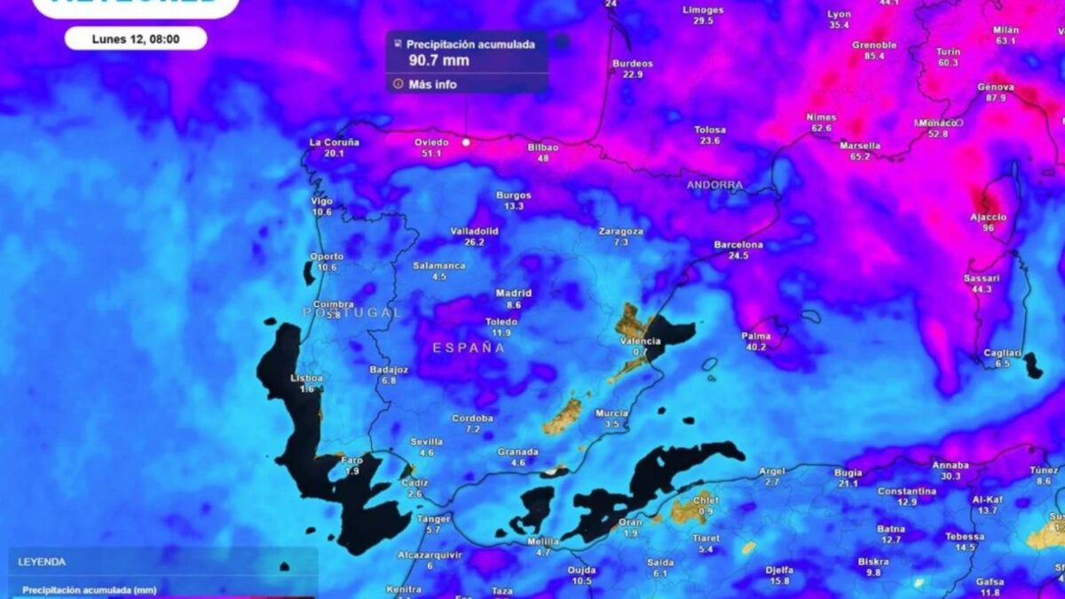 Previsión de lluvias para el lunes 12 de octubre de 2026 - Sociedad