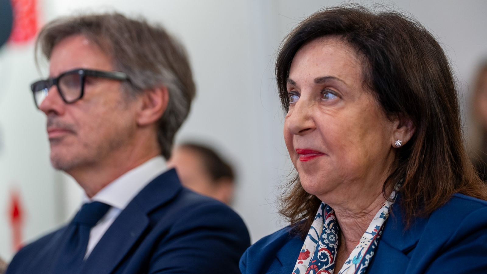 La ministra de Defensa, Margarita Robles, durante el Examen14, Mujeres por tierra, mar y aires
