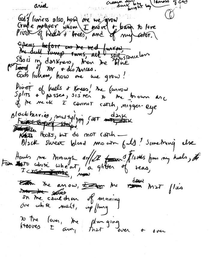 Imagen del manuscrito de 'Ariel' incluida en el libro.